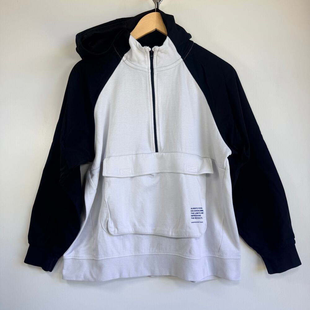 ZARA Boys Hoodie Jacket Size 13-14 Black White Color Block Half Zip Pullover